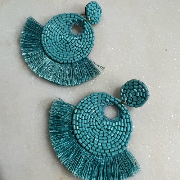 Turquoise Earrings - Beaded & Fringe Details - Picture 7 of 10